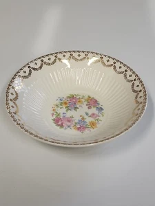 VTG Royal PARISIAN CENTER Floral 6-1/4"" China Bowl Warranted 22 K Gold USA MCM - Picture 1 of 12