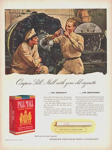 Vintage 1940 Pall Mall Zigaretten 2 G.I.'s Compare Zigarettengröße Werbung - Bild 1 von 1
