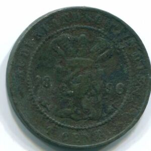 1 CENT 1896 NETHERLANDS EAST INDIES INDONESIA Copper Colonial Coin #S10061U