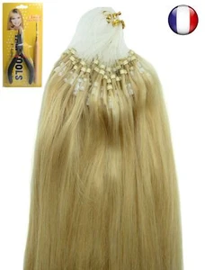 50-200 EXTENSIONS CHEVEUX POSE A FROID EASY LOOP NATUREL 53/60CM Blond Sablé 24# - Picture 1 of 4