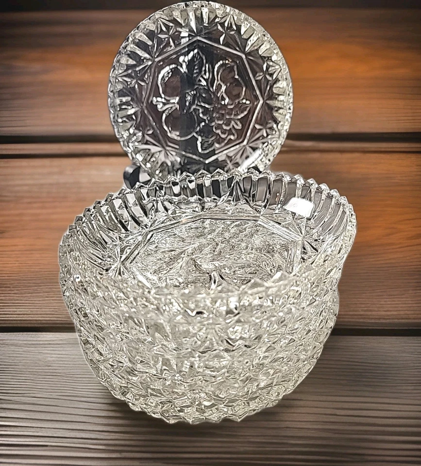 6 Vintage  Federal Glass Pioneer Dish 5"  Candy/ Nuts Fruit & Grapes  - Image 1 of 3