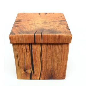 Faltbar Aufbewahrungshocker Sitzhocker Fußhocker Aufbewahrungsbox in Holzoptik - Bild 1 von 4