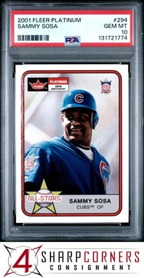 2001 FLEER PLATINUM #294 SAMMY SOSA CUBS POP 1 PSA 10 - Image 1 of 3
