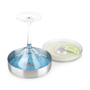 1 Tier Cocktail Rimmer with Lid - Stainless Steel Glass Sugar & Salt Rimmer, ... - Picture 1 of 8