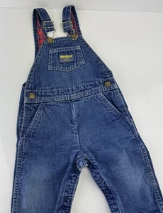 Oshkosh B'Gosh VTG Vestbak Overalls Blue Denim Snap Leg Made In USA Size 18 mo - Picture 1 of 10