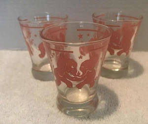 Hazel Atlas Juego De Colección De Tres Gafas De Doble Tiro Elefantes Rosa Bailarines Usadas en Excelente Condición - Imagen 1 de 3