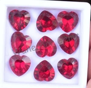 9 Pezzi Rubino Mogok Rosso Naturale Forma Cuore 9,90 MM Certificato Gemma Sciolta - Foto 1 di 7