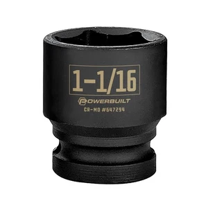Powerbuilt 1/2 Inch Drive x 1-1/16 Inch 6 Point Impact Socket - 647294 - Picture 1 of 5