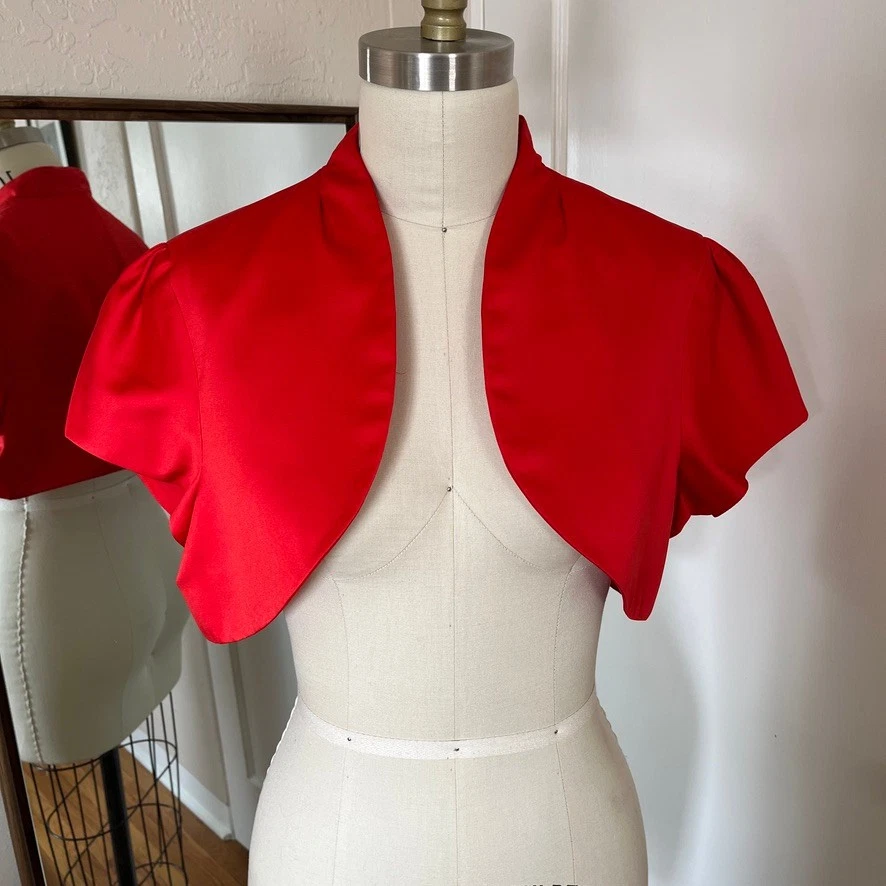 Chaqueta de manga corta Davids Bridal Bolero para mujer encogida roja 14/16 Foto 1 de 4
