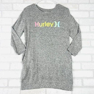 Hurley Kids Girls Gray Tunic Dress Multicolor Logo Size M (8/10) SOFT! - Image 1 of 4