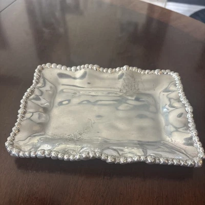 Beatriz Ball Orgánica Perla Pequeña Bandeja Plateada Metal Hecha a Mano 9” Seguro para Alimentos/Bolsa Foto 1 de 4