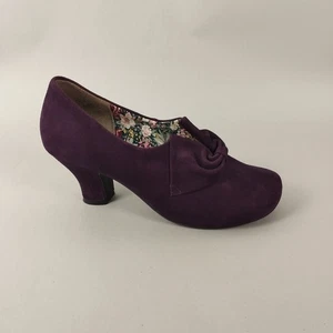 Hotter Donna Shoes Womens 5 EXF Purple Suede Leather Court Low Heels Smart Dance - Picture 1 of 14