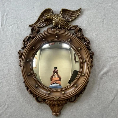 Syroco Convex Bullseye Mirror 22” X 15” Bald Eagle Federal Regency Style Vintage - Image 1 of 4