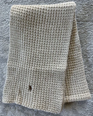 Bufanda tejida de lana tostada Polo Ralph Lauren vintage unisex hombres mujeres gruesa en muy buen estado Foto 1 de 4