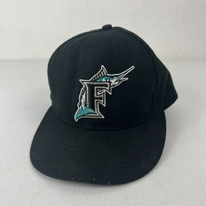 New Era Florida Marlins Script Logo Blue Fitted Hat Cap Size 8 - Picture 1 of 4