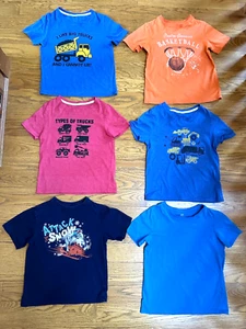 Lot of 6 Boys Graphic T-Shirts, Tees, Size S 5/6, 6-7, 8-10 Short Sleeve - Picture 1 of 20