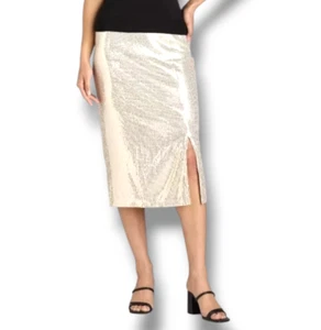 Size Small 4-6 Time and Tru Sequin Skirt Side Slit Champagne Stone NWT - Picture 1 of 4