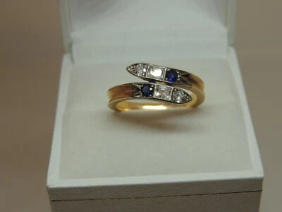 Bague " serpent " ancienne 2 ors 18 carats diamants et saphirs - Photo 1/4
