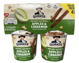 Quaker Äpfel & Zimt Instant Haferflocken Tassen 4 Stück 6 Unzen - Bild 1 von 1