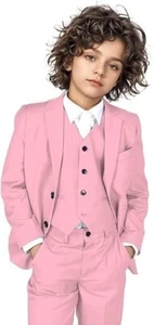 Toddler Boy‘s Suits Blazer Pants Vests Slim Fit Wedding Tuxedo Three Pieces - Picture 1 of 27