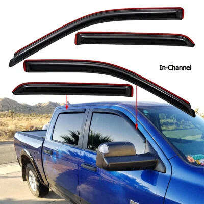 For 2011-2025 Ram 2500 Mega Cab Smoke In-channel Rain Guard Window Vent Visor Foto 1 de 4