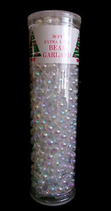 Clear Bead Garland Iridescent Shatterproof Holiday Decor 30 Feet - Picture 1 of 5
