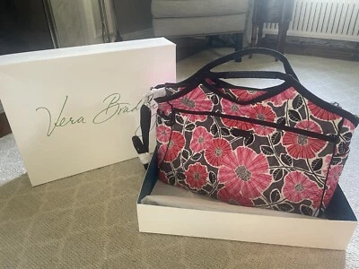 Vera Bradley CHERRY BLOSSOMS PATTERN Carryall Travel Bag Tote NEW WITH BOX - Imagem 1 de 4