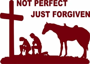 Christian Cowboy Cowgirl Pray Horse Cross Car Truck Window Vinyl Decal Sticker - Foto 1 di 2