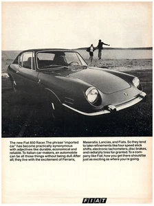 Pubblicità Stampa Fiat 1970, Nuova 850 Racer Lusso Auto Sportiva Parcheggiata in Spiaggia Divertente Coppia - Foto 1 di 1