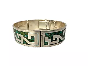 Vintage Mexico Rancho Alegre Taxco Sterling Silver Panel Link Bangle Bracelet - Picture 1 of 12