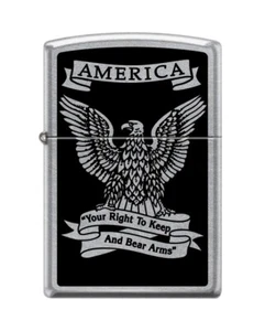 Zippo 2994, America-Right To Keep & Bear Arms,  Street Chrome Lighter - Picture 1 of 1