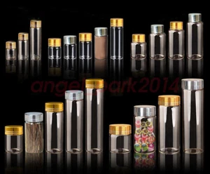 Gold/Silver Aluminum Screw Cap Glass Bottle Container Borosilicate Vial Empty - Picture 1 of 22