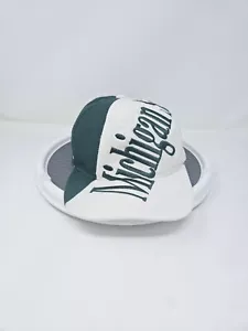 VTG Michigan State Spartans BIG LOGO Embroided 2 Tone Snapback Hat 1990s Used - Picture 1 of 6