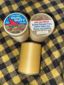 3 Lot J&P Coats Maize Yellow #73C Dual Duty Sews All Fabrics Thread 300 Yds Each - Picture 1 of 5