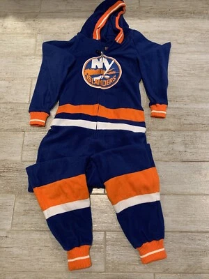 New York Islanders Team NHL Hockey Sockey adult One Piece Pajamas Sz M Fleece - Image 1 of 4