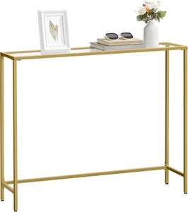 Entryway Table, Console Table, Tempered Glass Tabletop, Modern Sofa Table, Easy - Picture 1 of 12