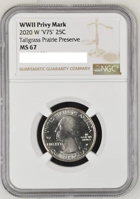 2020 W Tallgrass Prairie KS Quarter 25c NGC MS 67 Privy Mark V75 - Brown - Image 1 of 2
