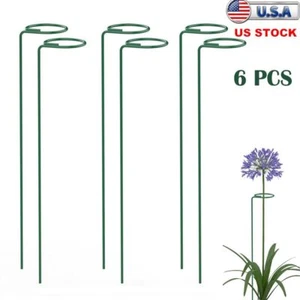 6 Pcs Plant Support Stakes Garden Flower Vegetable Single Stem Support Stake 16" - Picture 1 of 12