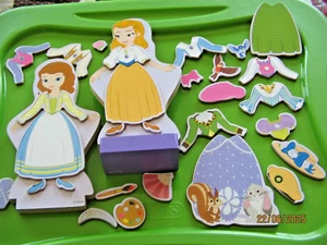 Disney Princess Magnetic Dress-up Wooden Doll Pretend Play Set-32 pieces - Picture 1 of 6
