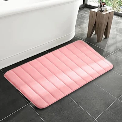 Alfombra de baño de vellón coralino para el hogar alfombra de piso absorbente de espuma antideslizante - rojo rosa Foto 1 de 4
