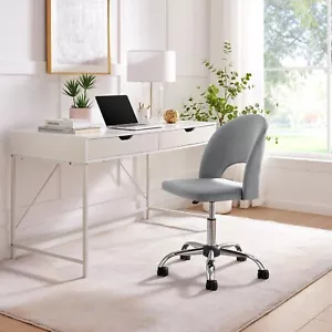 Courtney Velvet and Silver Chrome Leg Office Chair Modern Sleek Rounded Back Co - Picture 1 of 16