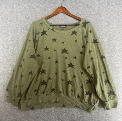 Suéter Buffalo David Bitton Para Mujer Talla XXL Verde Negro Estrellas Manga Larga Foto 1 de 4