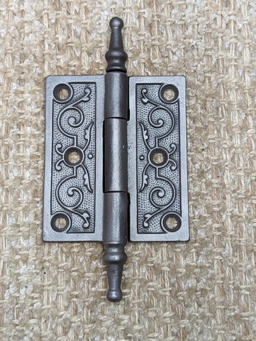 3 1/2" x 3" Antique Ornate Cast Iron Steeple Hinges Cover