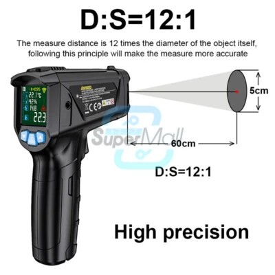 IR02C Infrared Thermometer Non-contact Digital Industrial LCD Laser Thermometer - Bild 1 von 4