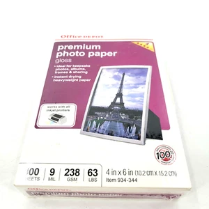 Office Depot Glanz Premium Fotopapier 100 - 4x6 Blatt Inkjet Neu 9mm dick - Bild 1 von 3