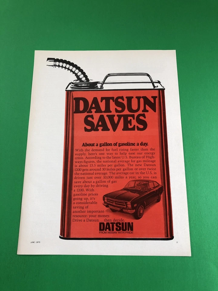 1973 1974 DATSUN 1200 ORIGINAL PRINT AD ADVERTISEMENT PRINTED - Image 1 of 1