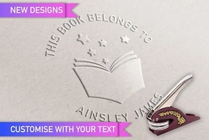 Book Embosser with Book & Stars Customisable Library Book Stamp Tool or Gift - Picture 1 of 21
