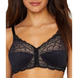 Amoena BLACK/NUDE Ellen Front-Close Wire-Free Bra, US 32D, UK 32D - Picture 1 of 4