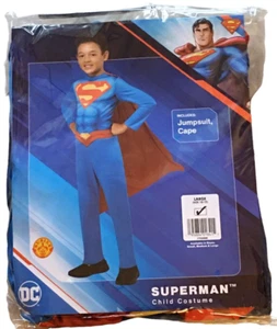 Superman Child Costume Size Large (10-12) Jumpsuit Cape DC Heroes Rubies - Picture 1 of 7
