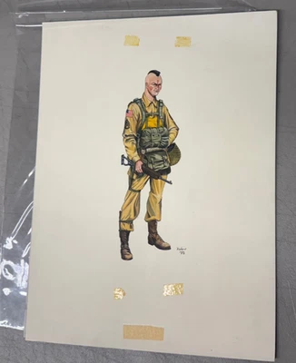 Pintura Original Ray Rubin Segunda Guerra Mundial U.S. Paracaidista #3 MoHawk Soldier 1972 Obra de Arte Foto 1 de 4